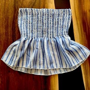 Small Blue & White “TeenBell” Stripped Peplum Bandeau Top